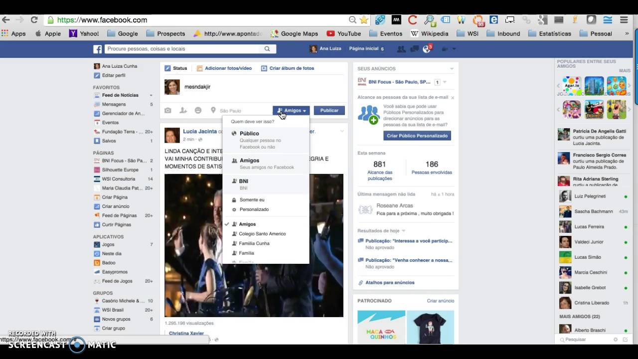 Como publicar no Facebook (em seu perfil pessoal)