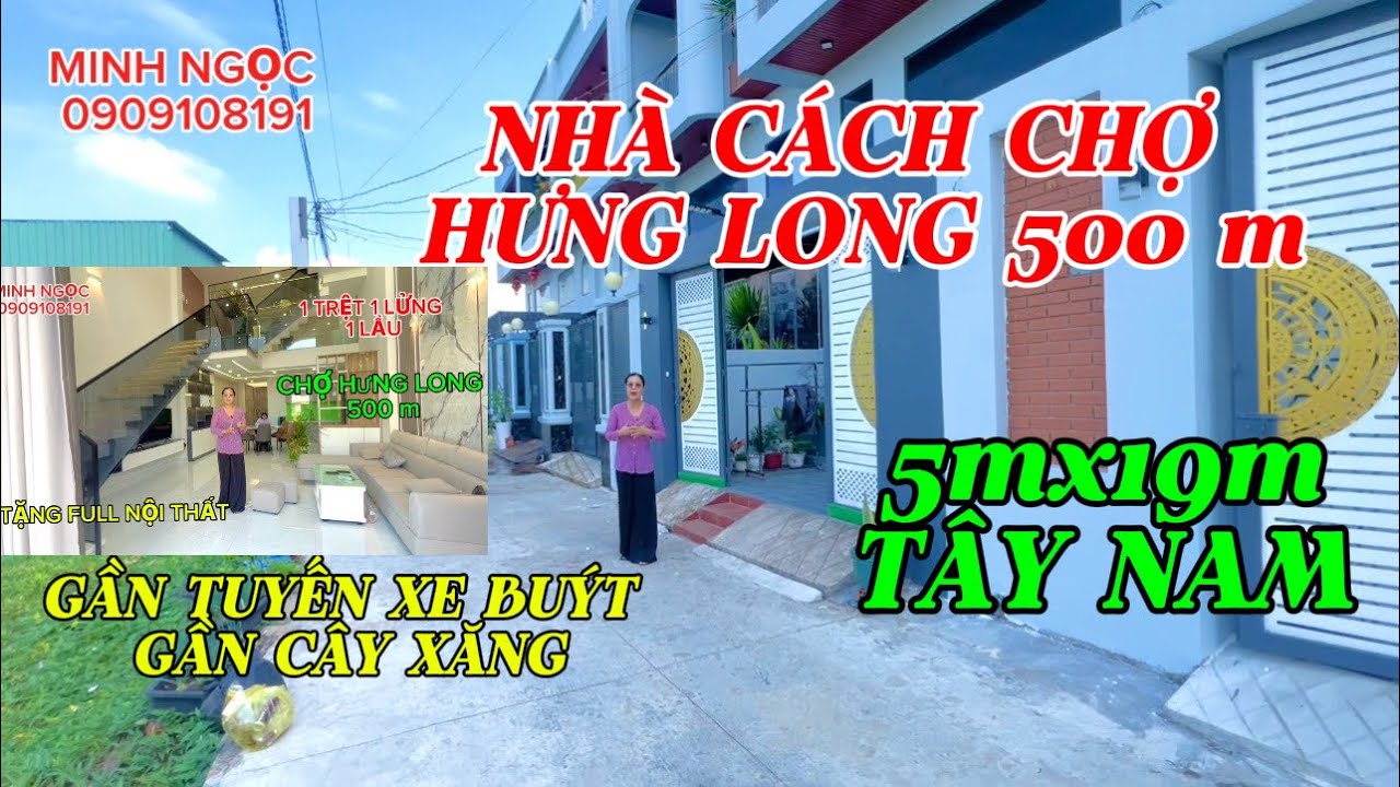 NHÀ PHỐ  1 TRỆT 1LỬNG 1 LẦU CÁCH CHỢ HƯNG LONG 500m GẦN CÂY XĂNG GẦN BẾN XE BUÝT 
