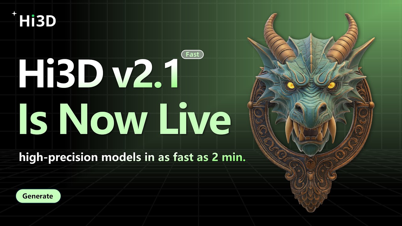 Hi3D v2.1 Is Now Live! Generate high‑fidelity models in as fast as 2 minutes.