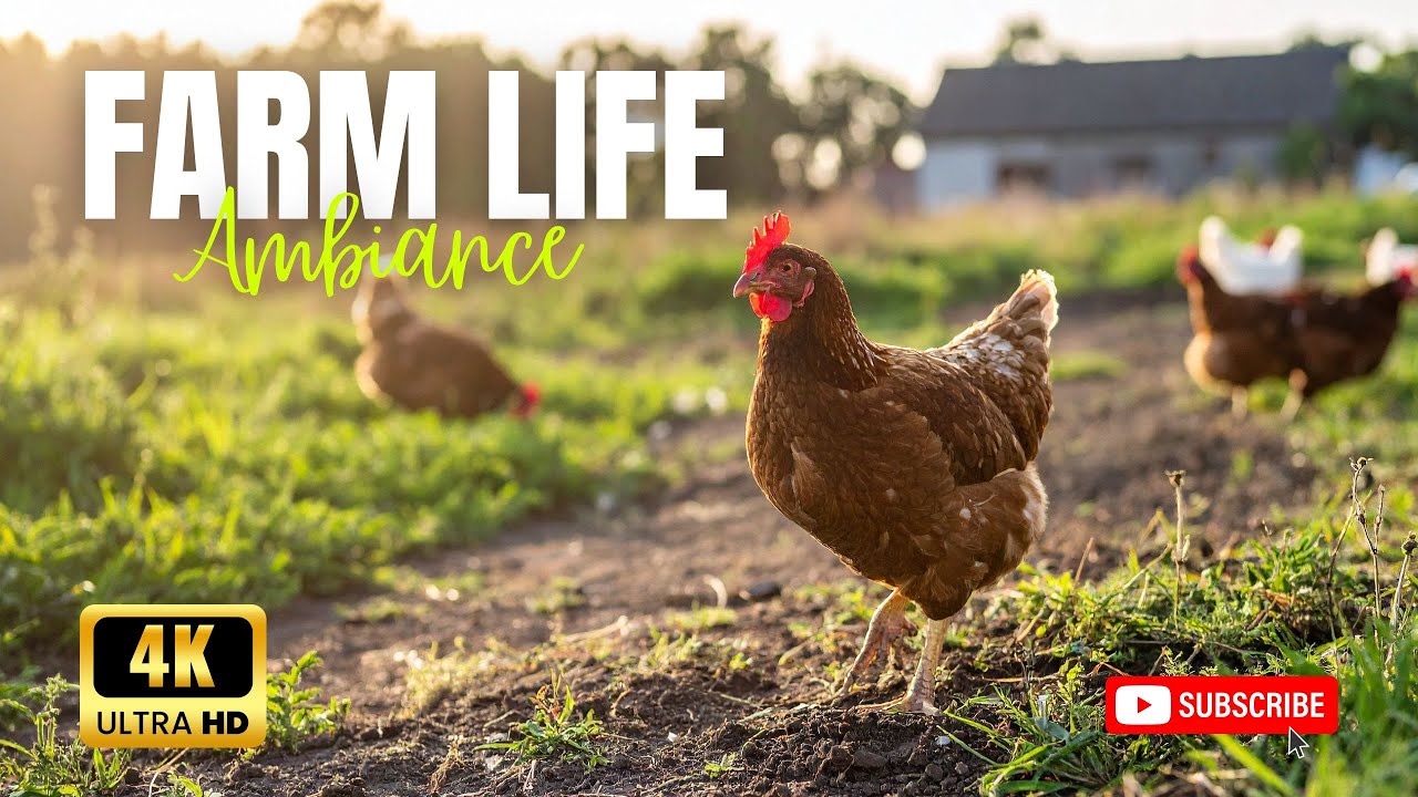 Relax with Farm Animals - Nature Relaxation Video| Real Countryside Sounds (4K) No Music