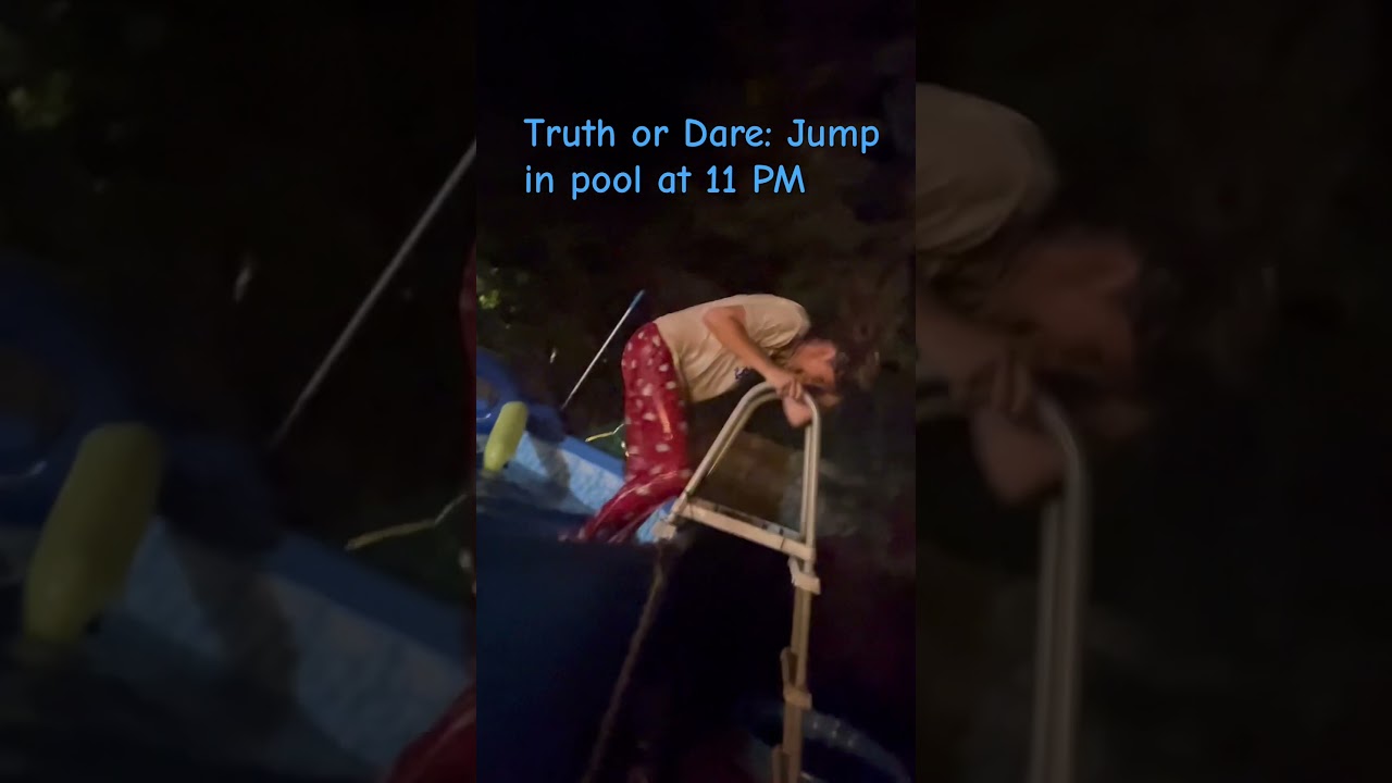 Daring her to jump in FREEZING water 😂 #dare #friends #pool #funny #nightprayer