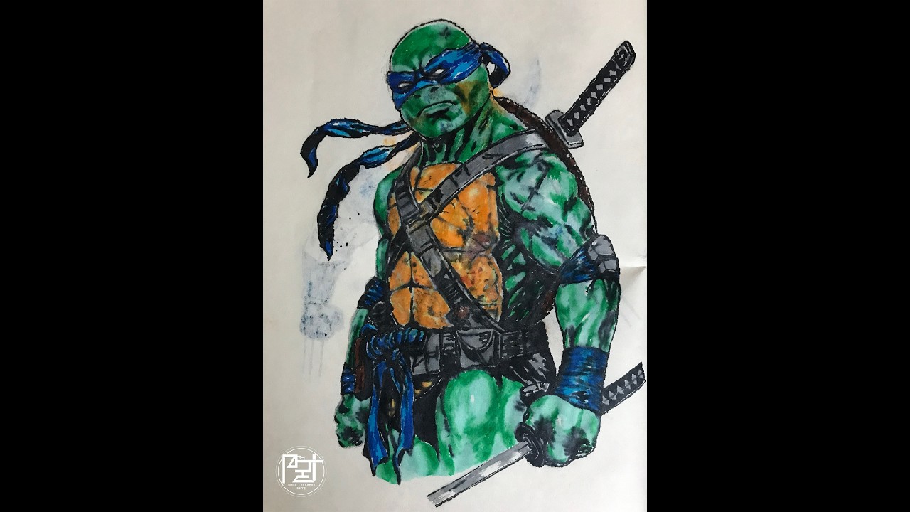 TMNT Leonardo - Brush Painting (Timelapse)