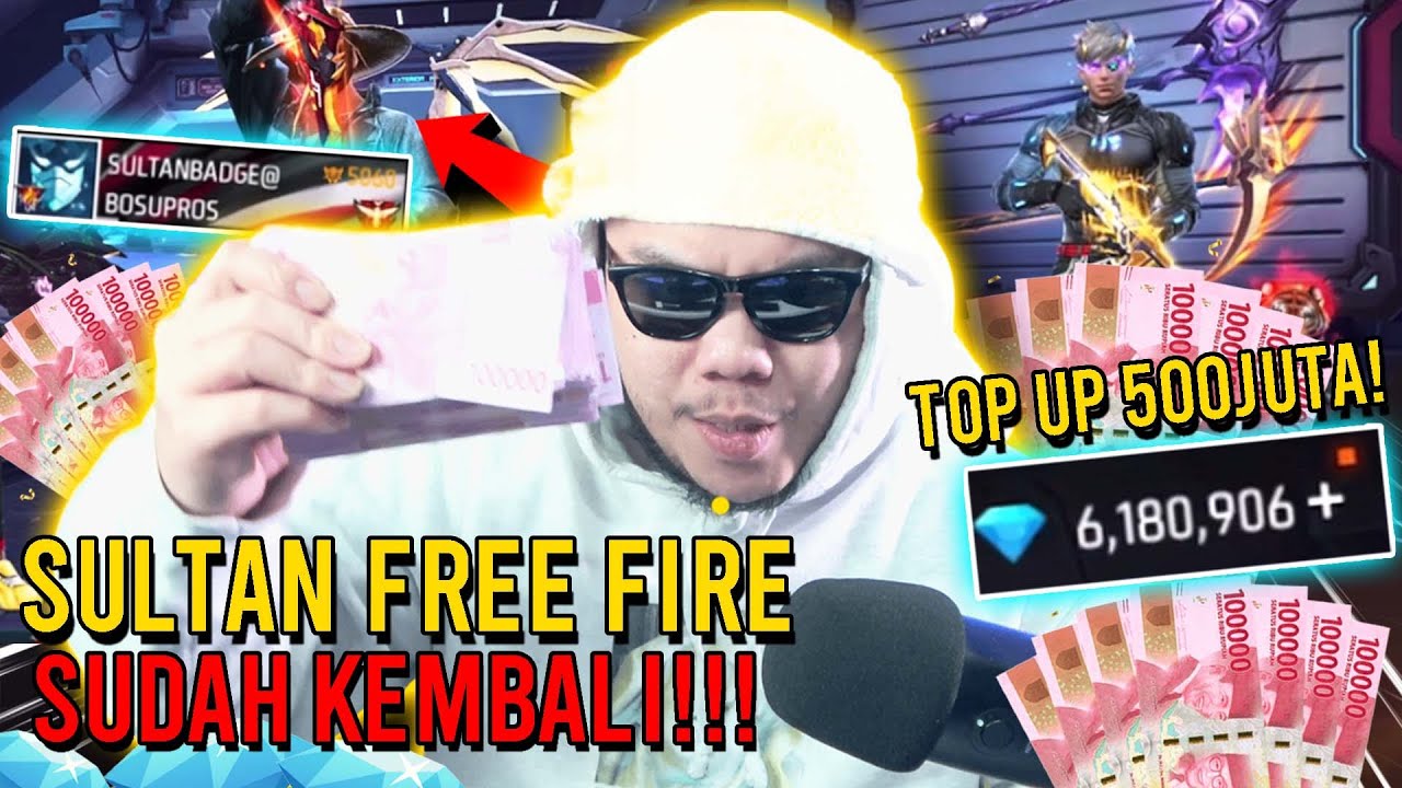 AKHIRNYA SULTAN FF DATANG TOPUP 6,1JUTA DIAMOND 500.000.000 RUPIAH!
