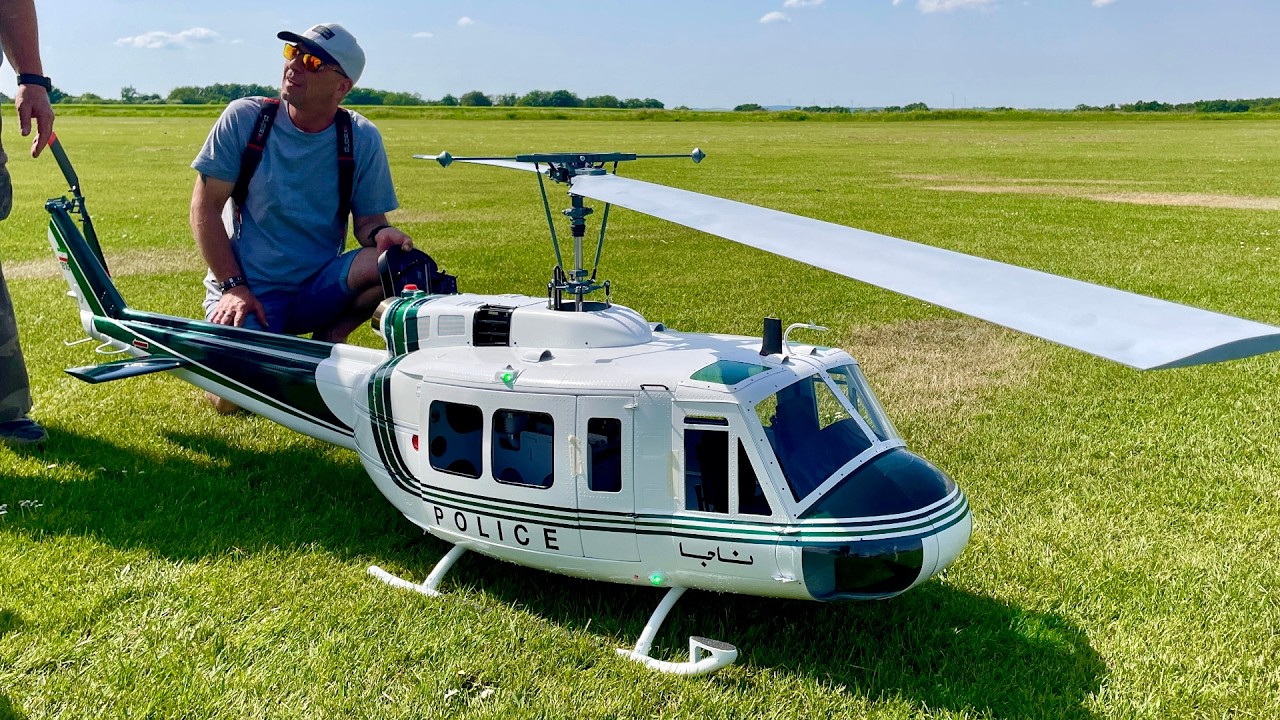 Maiden Flight of brand new XXL BELL 205 UH-1 HUEY Turbine RC Helicopter from Helifactory