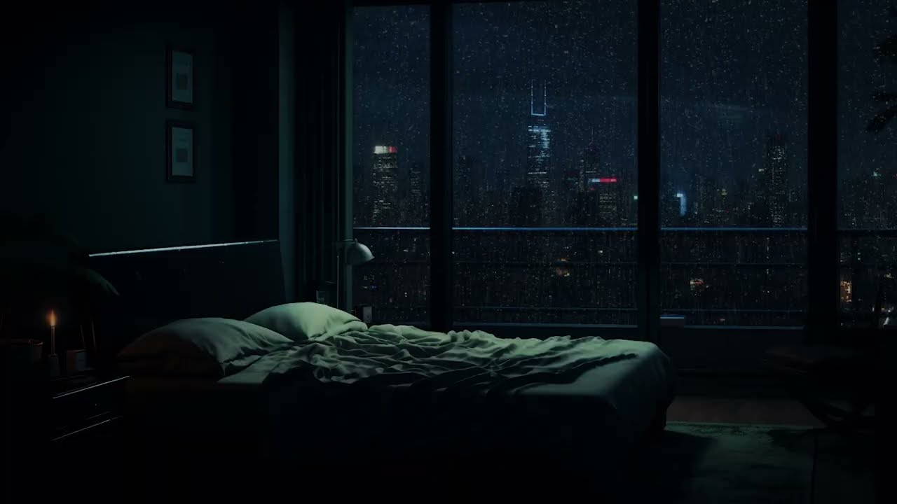 Rainy Night at a Manhattan Penthouse | Peaceful City Rain on Window | Ultimate Sleep & Relaxation