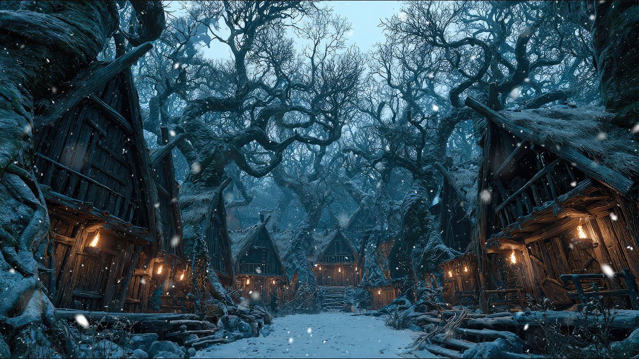 Mystic Snowbound Village — Medieval Celtic Winter Ambience for Calm Focus & Deep Rest