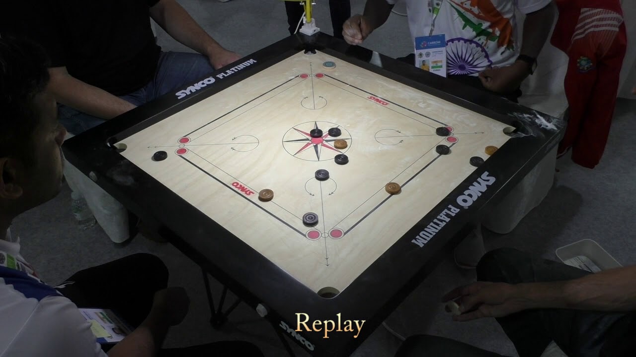 Carrom Wonderful White Slam by Sagayabharathi from India in World Cup, Korea 2018