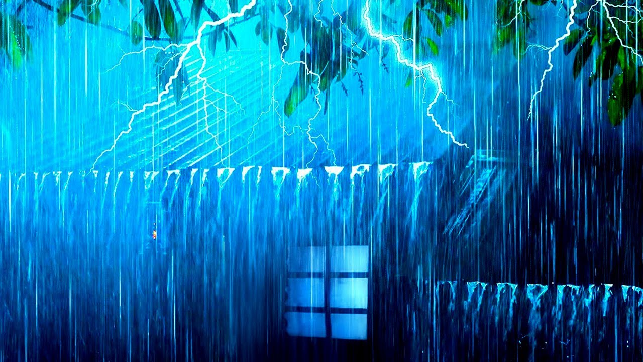 Sleep Deeply in a Cozy Cabin in the Forest with Torrential Rain & Rolling Thunder on a Metal Roof