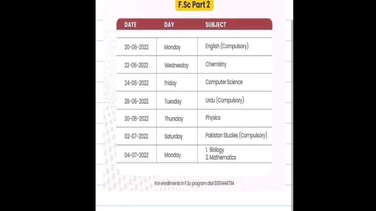 2nd year datesheet 2022||annual exam 2022||2022annual exam date sheet,#annualexam2022