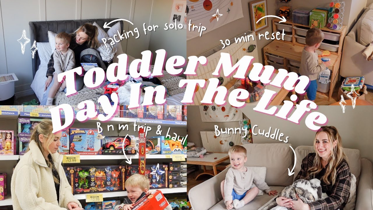 REALISTIC DAY WITH A TODDLER | Toddler Cleans House, Routine, Packing for Solo Trip, B n m Shop/Haul