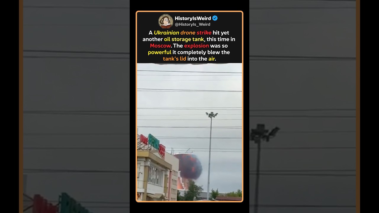 Ukrainian Drone Strike Blows Oil Tank Lid Into the Air in Moscow #Shorts