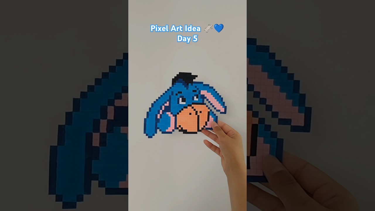 Eeyore Pixel Art Idea 💙 Day 5 #pixelart #iyor #winniethephu #asmrdrawing #winniepooh #day5 #eeyore