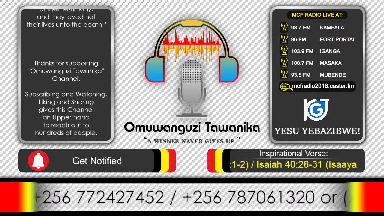 Friday, 29th. Oct. 2021 | Bw'omusaba Awulira | Pr. Vincent Muwanguzi | Omwoyo W'okutya Mukama | MCF.