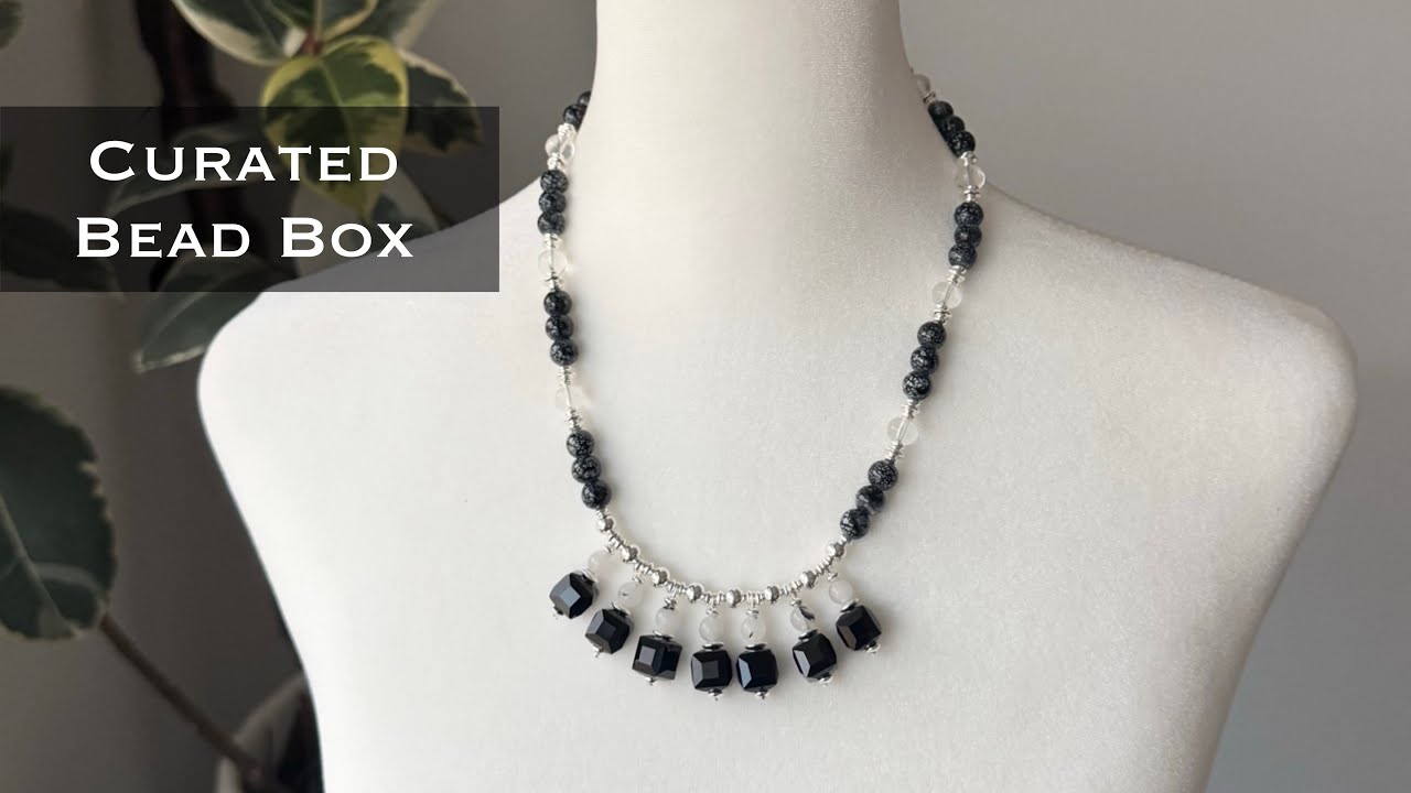 August 2025 Curated Bead Box Unboxing Plus Black & White Necklace + Earrings DIY Jewelry Tutorial!!
