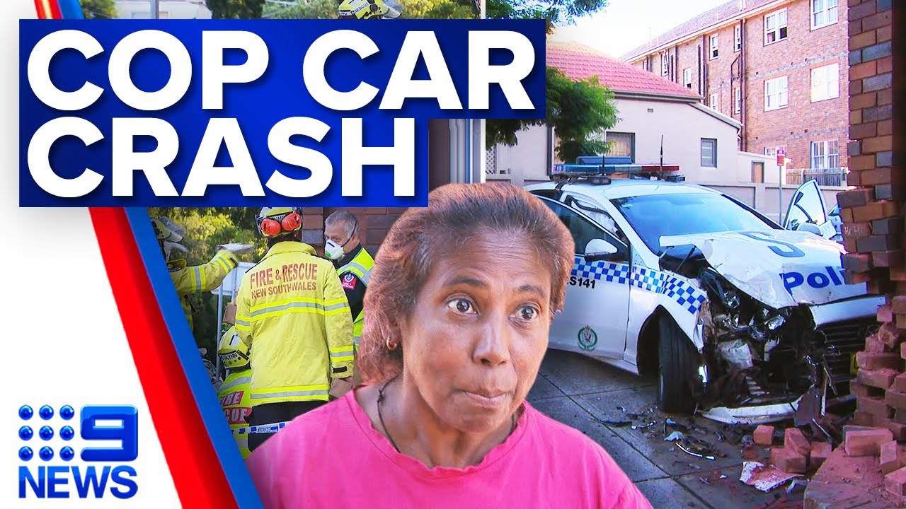 Police crash car at Bondi Junction while responding to another crash | 9 News Australia