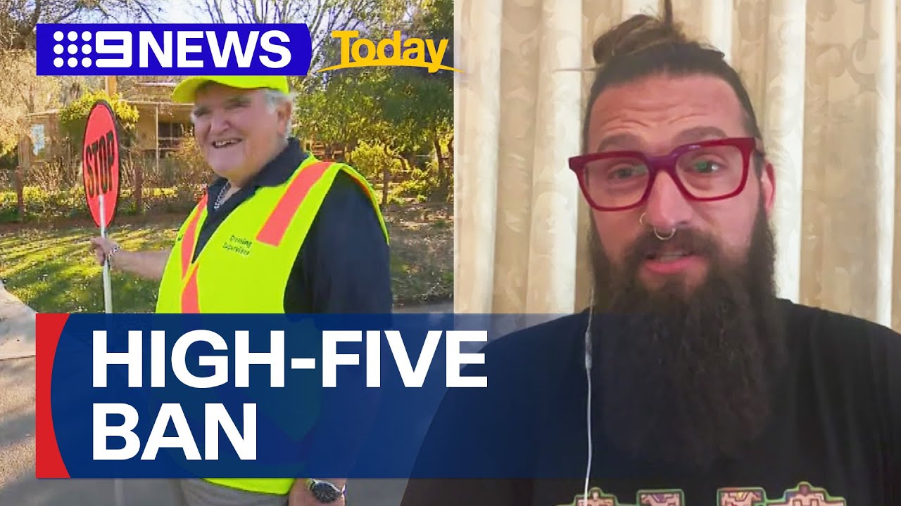 Beloved lollipop man banned from high-fiving student after single complaint | 9 News Australia
