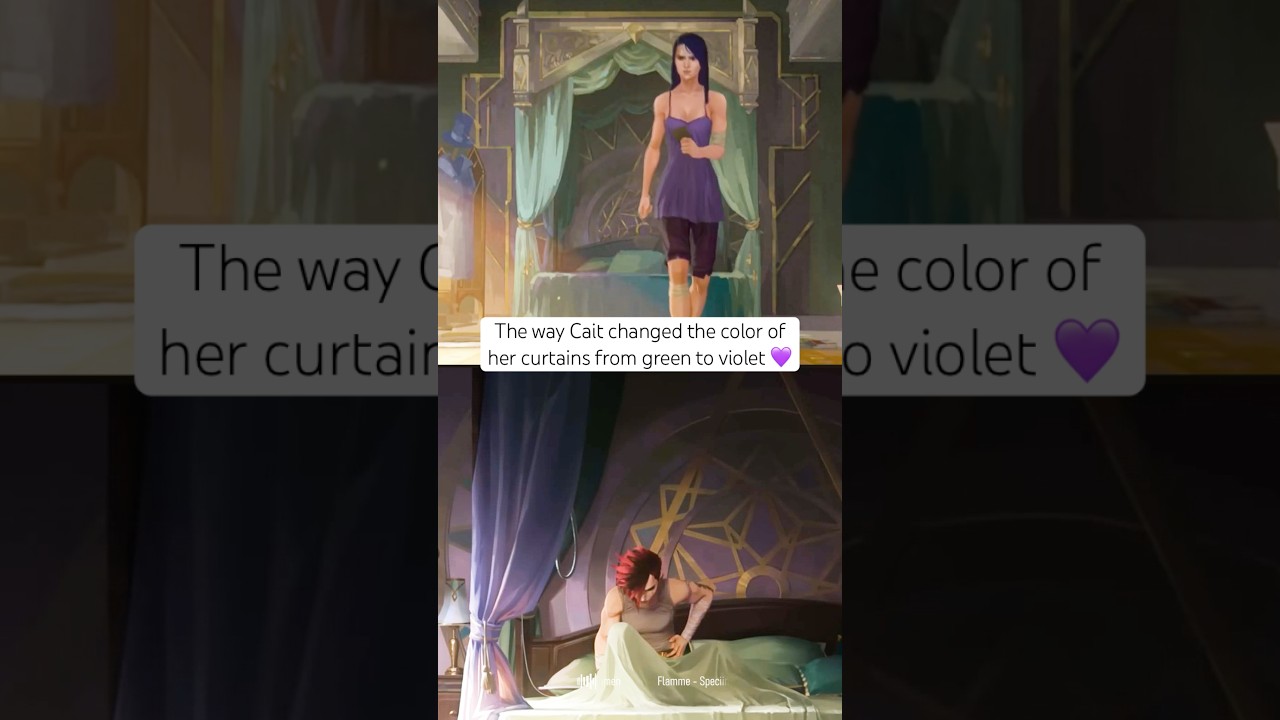 The way Cait changed the color of her curtains from green to violet 💜 #arcane #caitlyn #vi