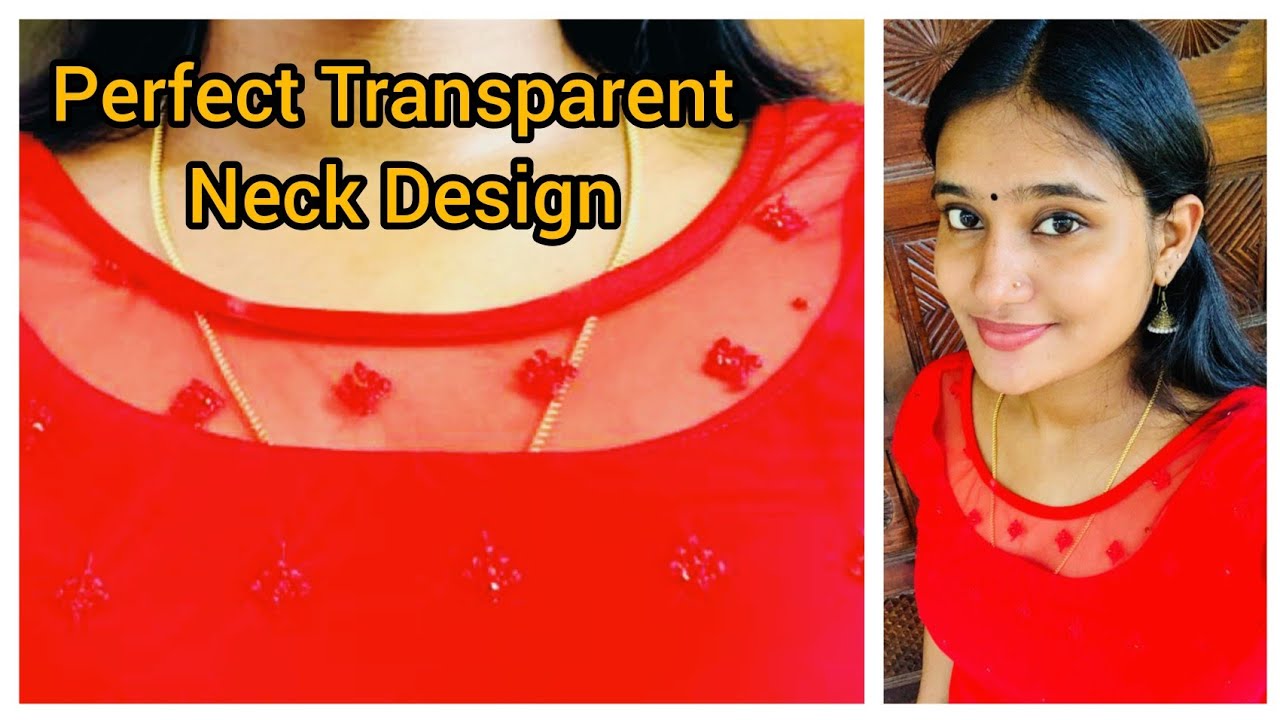 Transparent Neck Design Skirt Top Cutting And Stitching Malayalam
