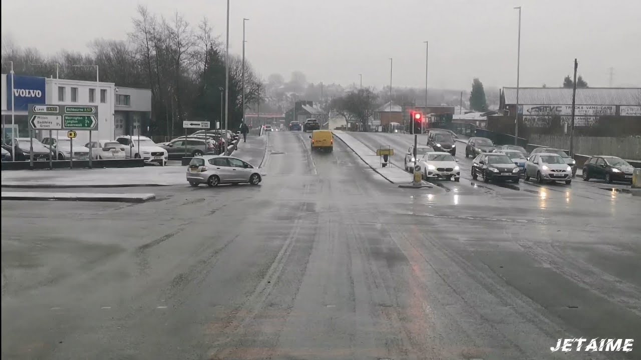 STOKE-ON-TRENT: Driving in winter. (Old footage) From Limekiln Bank to Longton Sandford Hill.