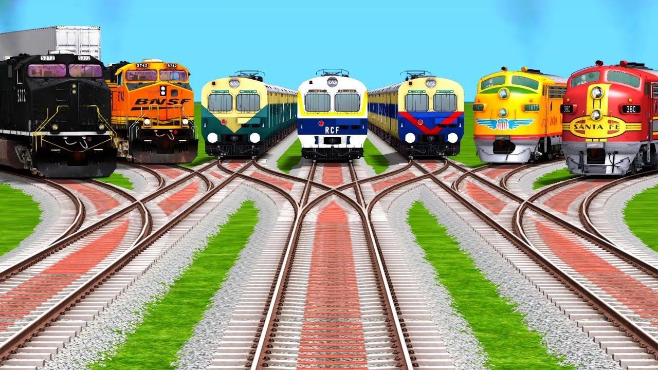 7〽️ Trains Crossing Games at Risky Bumpy Railroad Tracks | passenger train | train simulator classic
