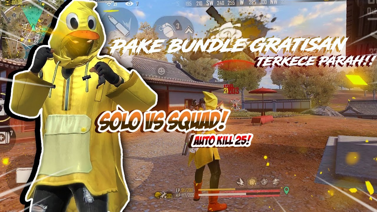 SOLO VS SQUAD PAKE BUNDLE GRATISAN, SKIN OFF SKILL ON !! FREE FIRE INDONESIA