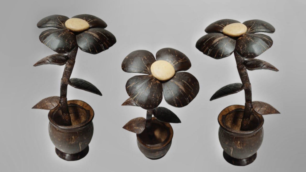 Coconut flower vase | How to make coconut shell flower | Easy making ideas | master ideas ||