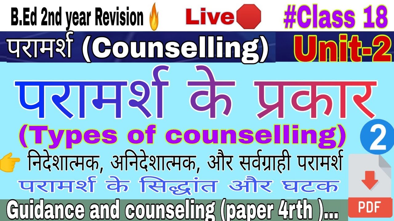 परामर्श के प्रकार और सिद्धांत(directive,non directive and eclectic counselling)types of counselling