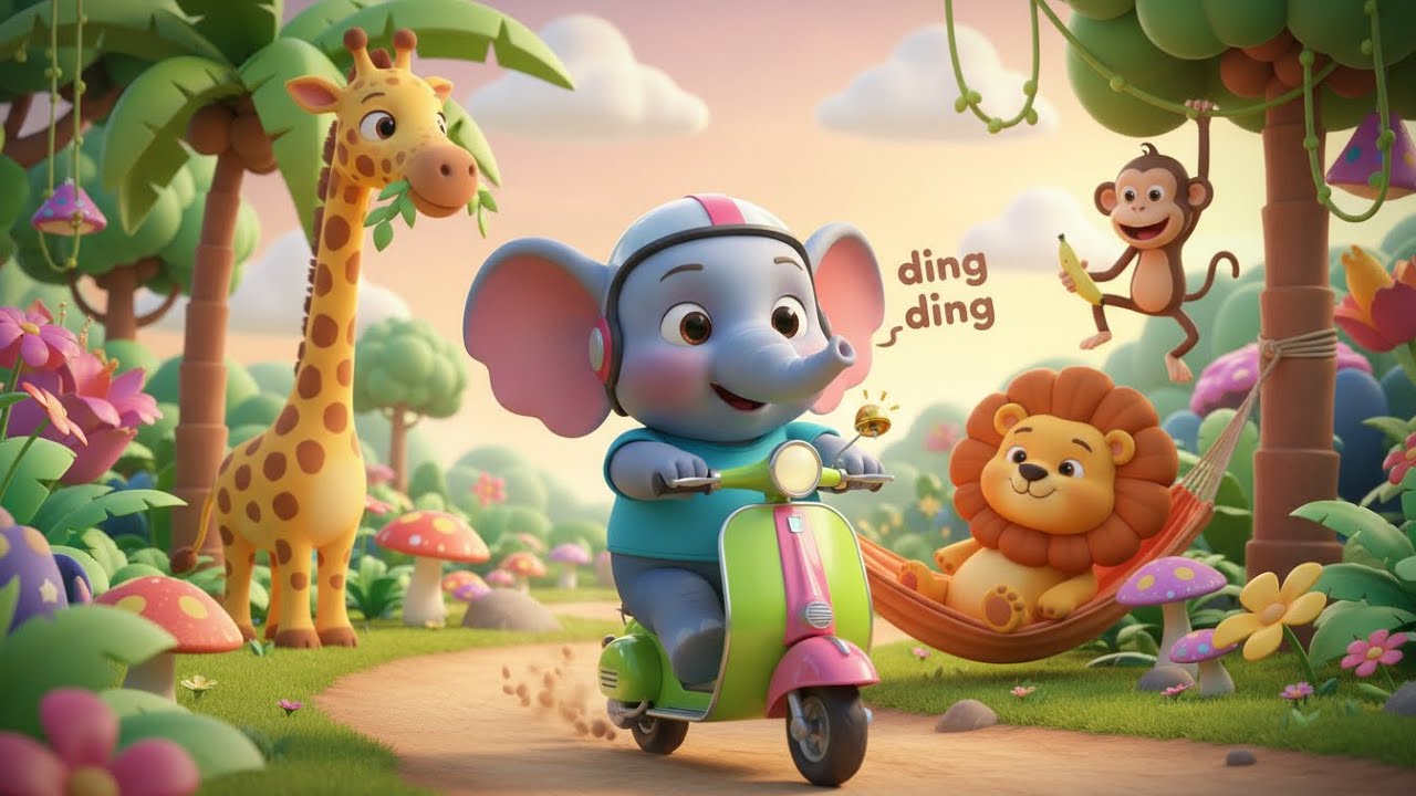 Wheels on the Scooter | kids nursery rhymes | Baby Song, Scooter Cartoon 🛴🎵