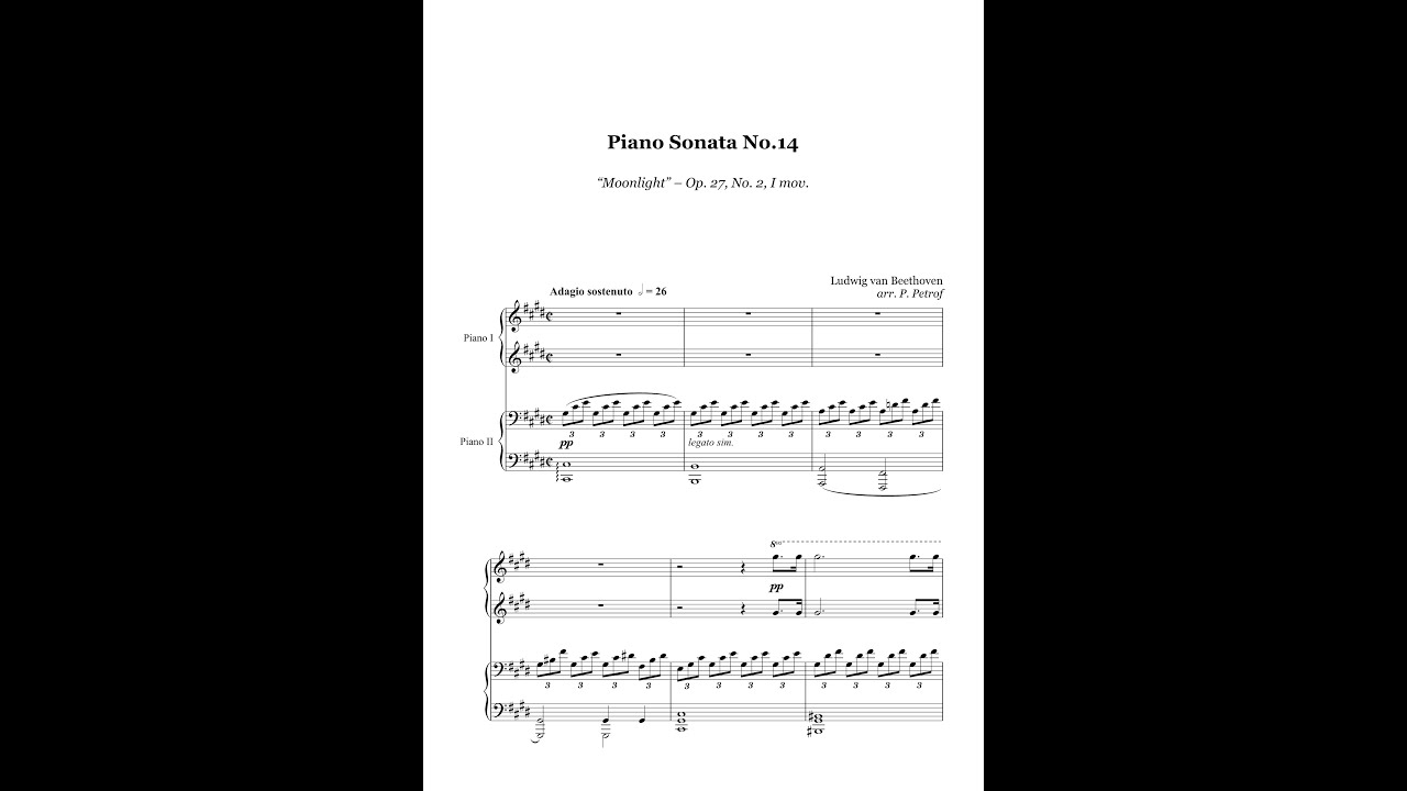 BEETHOVEN - Piano Sonata No.14 “Moonlight”, I mov. - 1 piano 4  hands