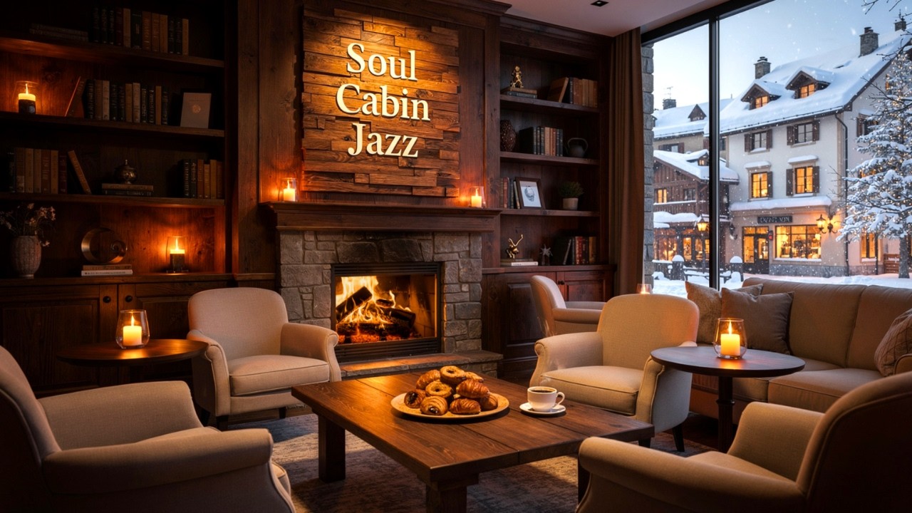 Tranquil Winter Jazz Café ❄️ Soft Piano Music & Crackling Fireplace for Deep Sleep & Study