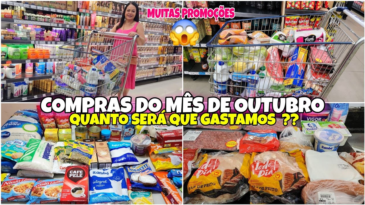 COMPRAS do MÊS 🛒 de OUTUBRO 2025 Para 4 PESSOAS  Vlog no MERCADO Quanto  GASTAMOS  ?