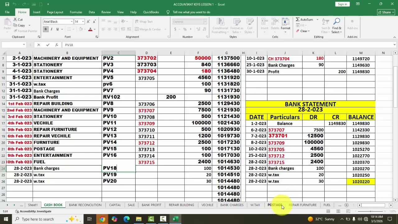 ACCOUNTANT WORK. KEY 6. BANK RECONCILITION TRIAL BALANCE INCOME STATEMENT BALANCE SHEET.