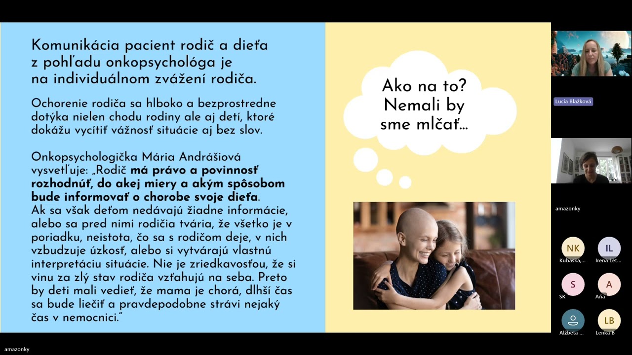 WEBINÁR Ako komunikovať s deťmi onkopacienta?