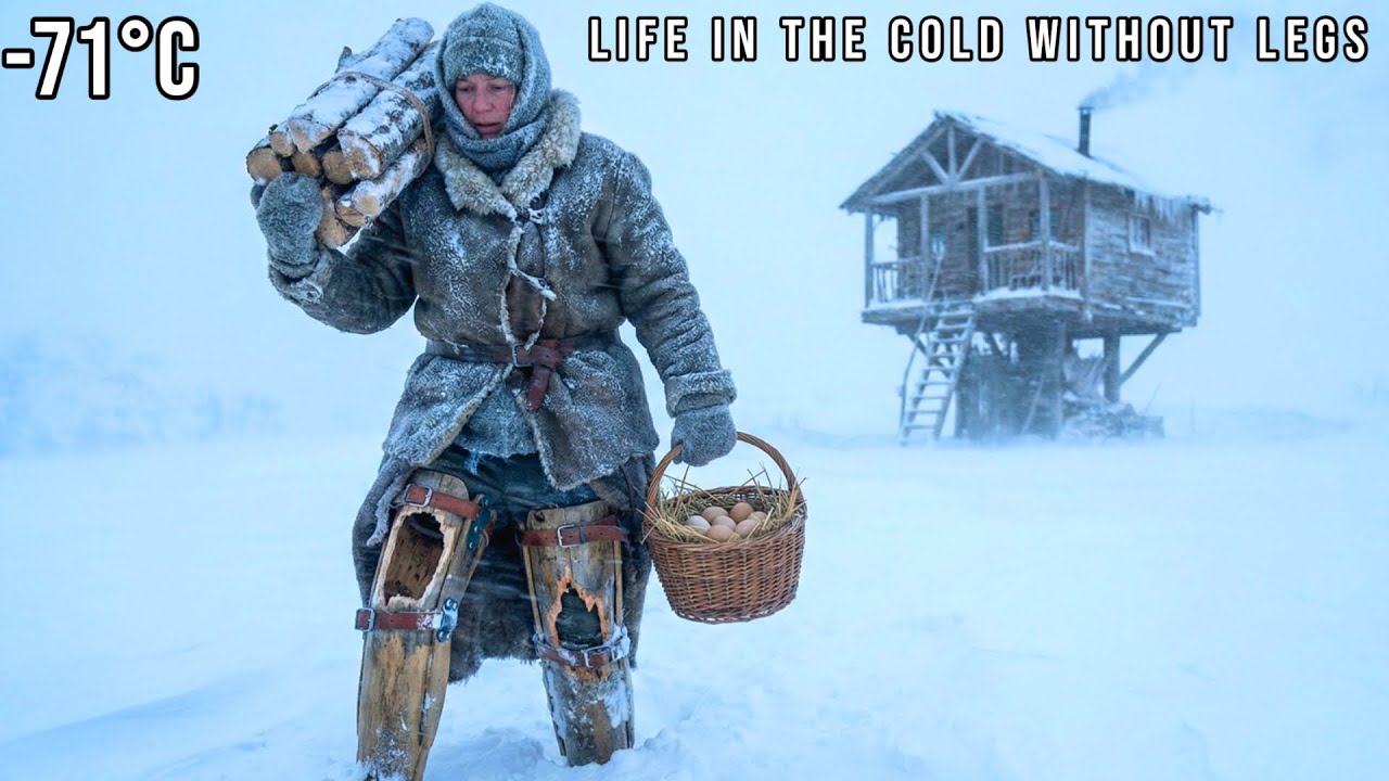 Surviving -71°C on Rustic Wooden Legs - Extreme Daily Routine in a Remote Cabin