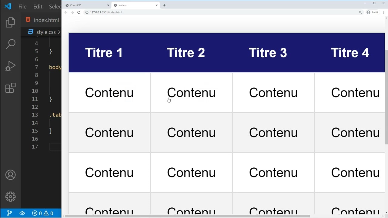 80 Créer des tableaux en HTML CSS