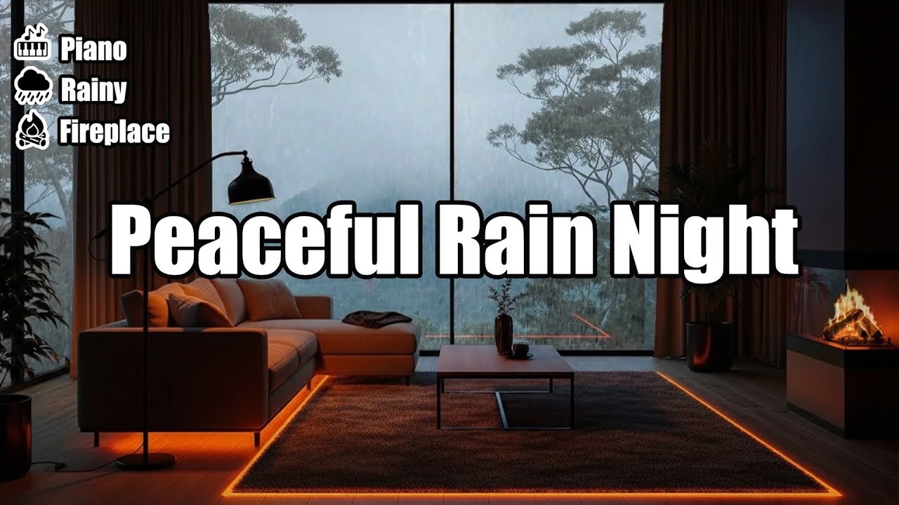 Soothing Rain Sounds and Soft Piano with Cozy Fireplace for Better Sleep and Relaxation