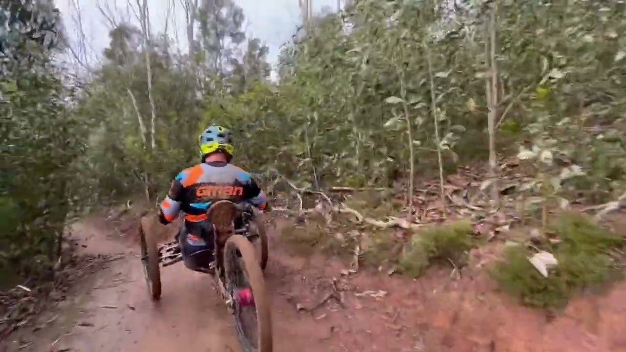 Allen’s Orange Whip on a Jeetrike - Adaptive MTB - Fox Creek.