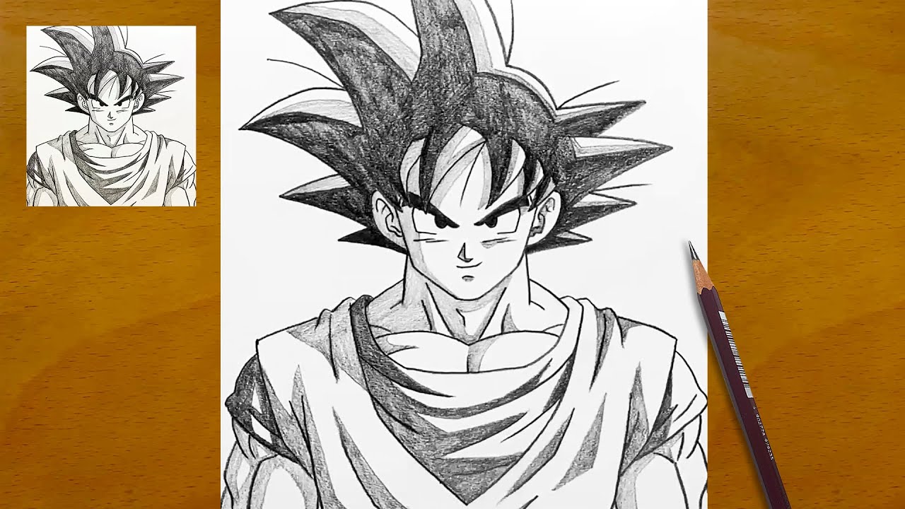 Рисование Гоку из Dragon Ball Z | Пошаговое рисование в стиле аниме | Эскиз