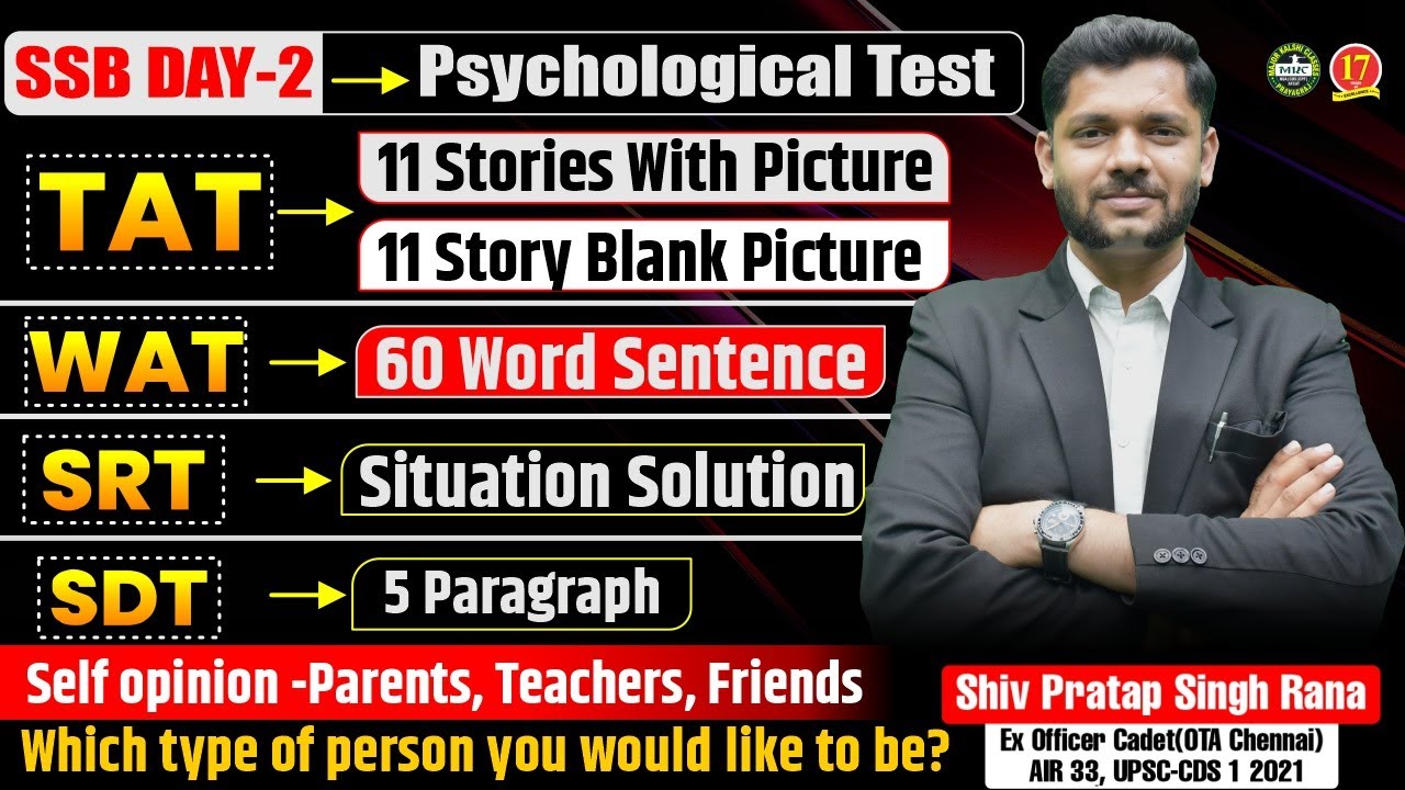 SSB Interview Day-2 Psychological Test | TAT, WAT, SRT, SDT Explained - MKC