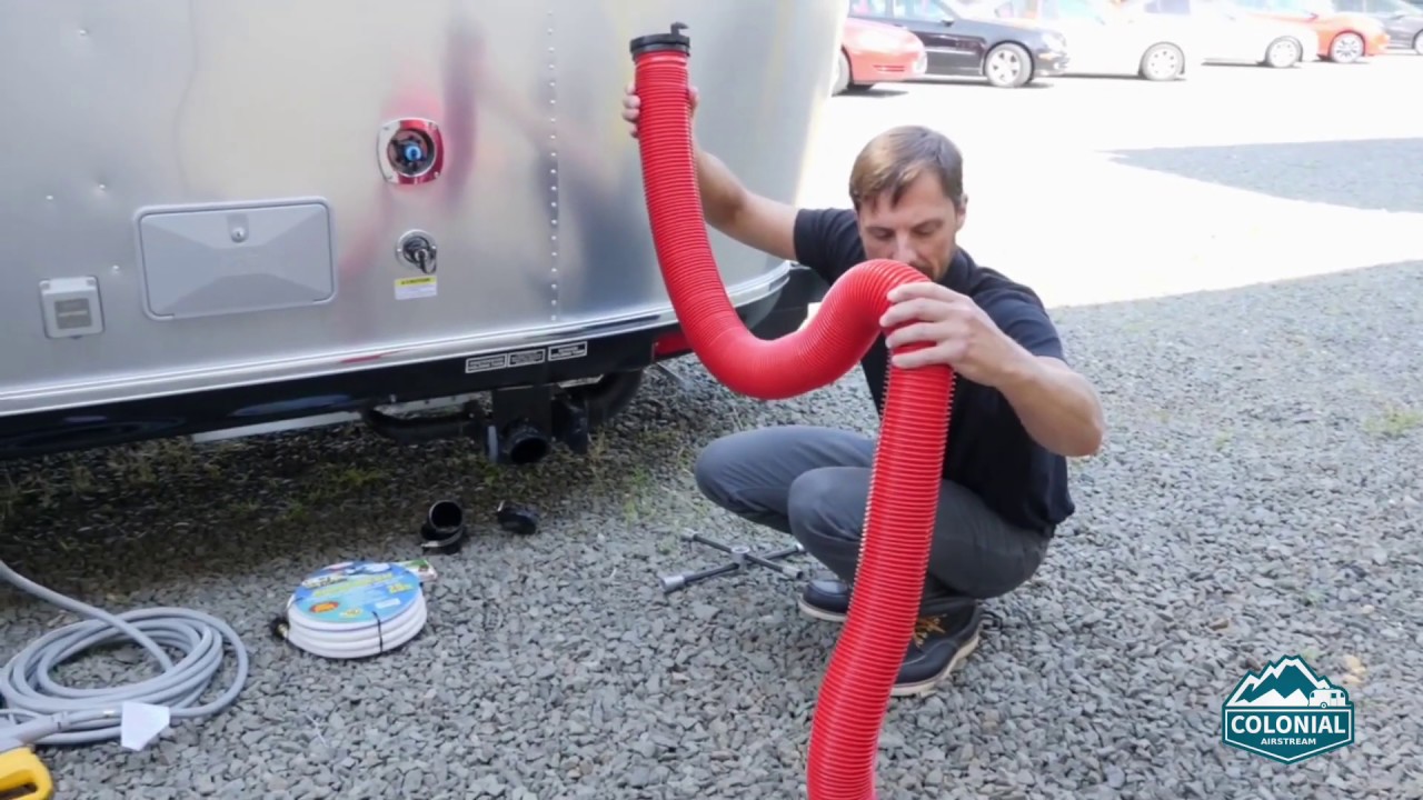 DRAINING RV SEWAGE TANKS - How to Empty The Grey and Black Waste Tanks on an Airstream RV