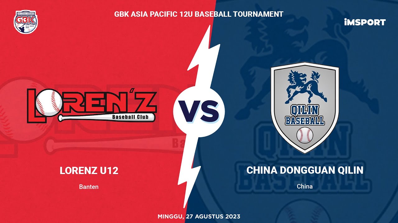 (FINAL) LORENZ U12 (Banten) VS CHINA DONGGUAN QILIN // GBK ASIA PACIFIC 12U BASEBALL TOURNAMENT