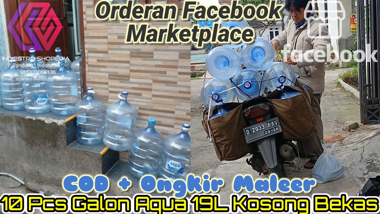 Orderan Facebook Marketplace 10 Pcs Galon Aqua 19L Kosong Bekas Edisi Baru COD+Ongkir Kirim Ke Gatsu