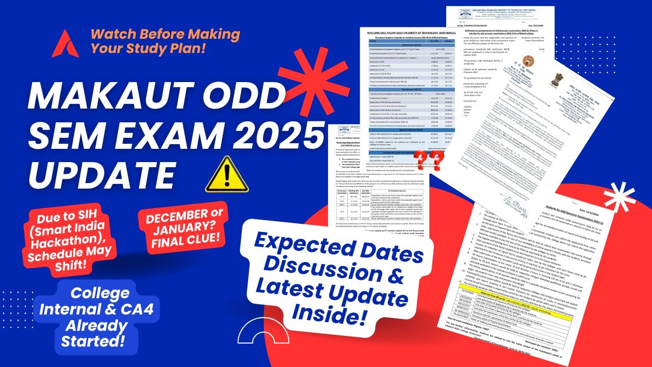 🚨 MAKAUT University Exam 2025 Latest Update | Odd Sem Date Sheet News & Expected Timeline