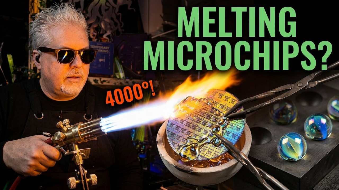 Live Glassblowing Microchips in Molten Glass