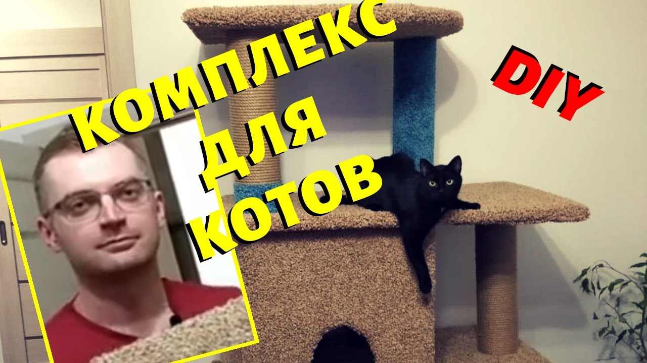 DIY / Комплекс для котов. Кошкин дом и когтеточка своими руками.