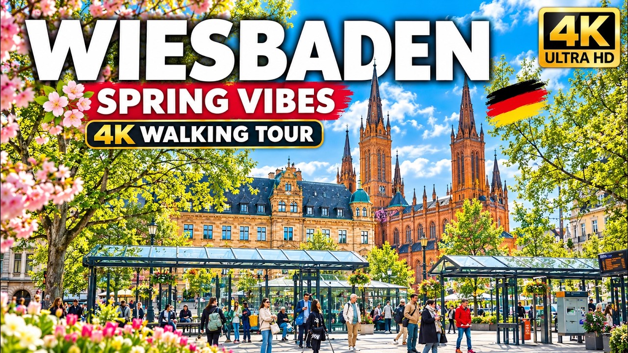 Wiesbaden Walking Tour 2025 🇩🇪 | Spring Vibes | Travel in Germany | 4K 60FPS