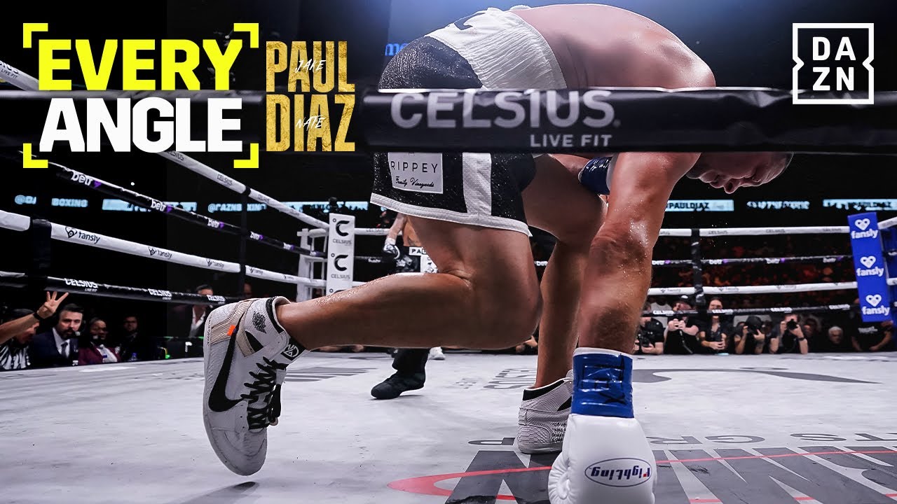 JAKE PAUL KNOCKDOWN VS NATE DIAZ | EVERY ANGLE
