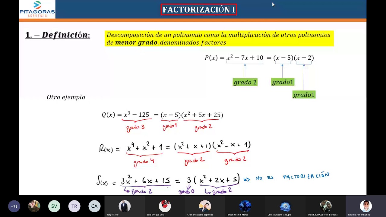 Factorización I - Parte 1 - Algebra / Clase virtual / Academia Pitágoras UNI
