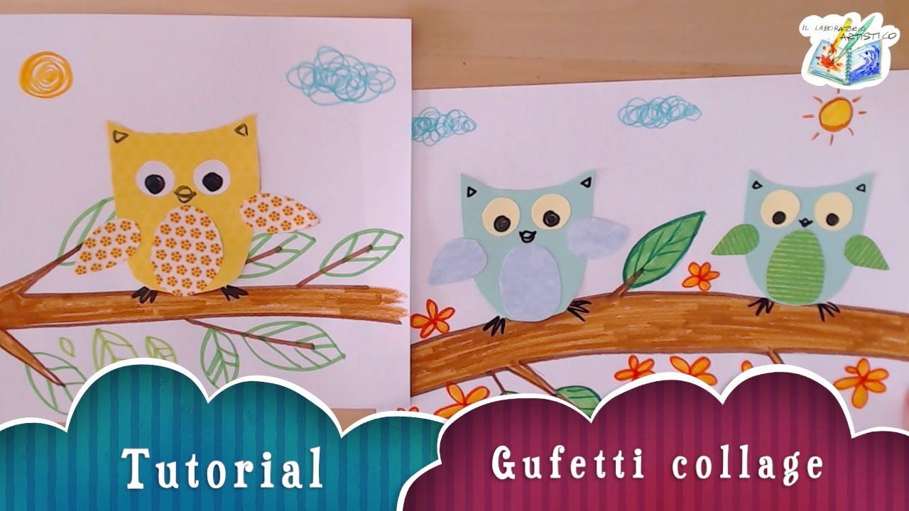 Tutorial: gufetti collage con carta riciclata. Arte immagine scuola primaria