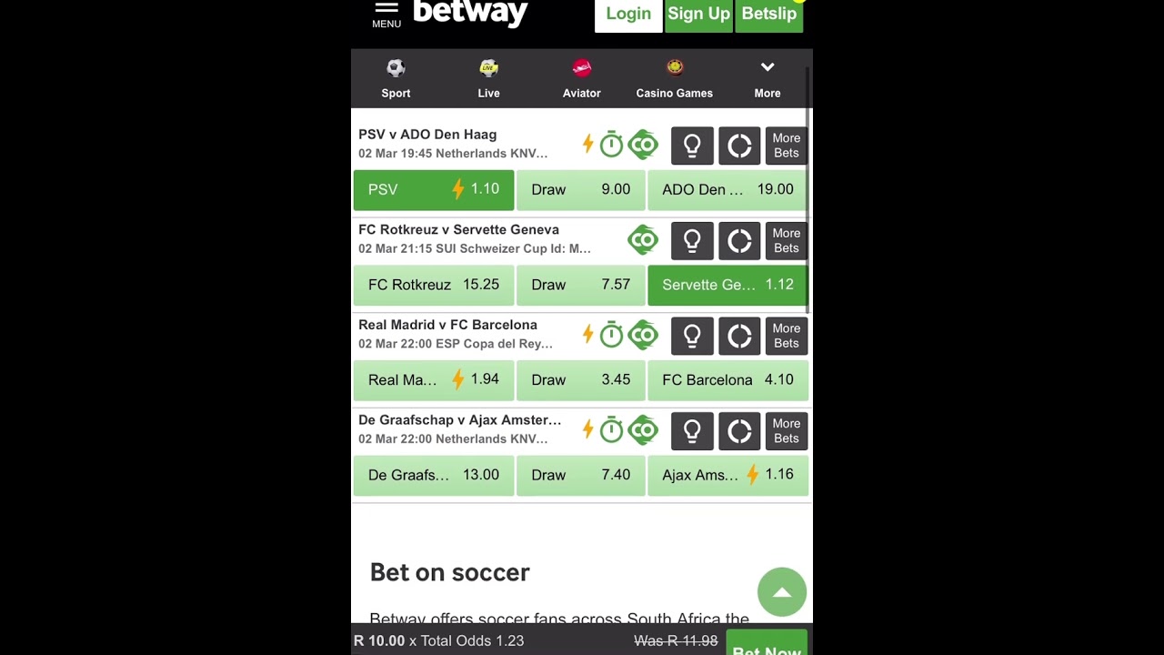 2+ odds daily betting on Betway